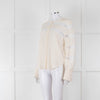 Sandro Cream Lace Trim High Neck Blouse