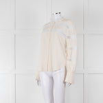 Sandro Cream Lace Trim High Neck Blouse