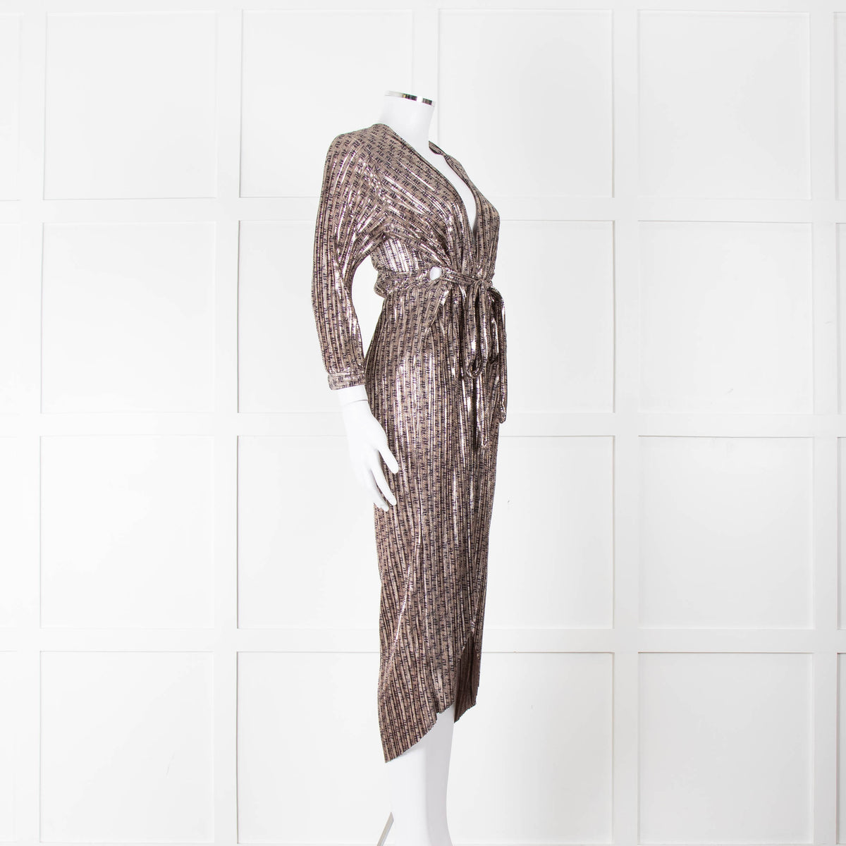 Ali-Jo Gold Plisse Midi Dress