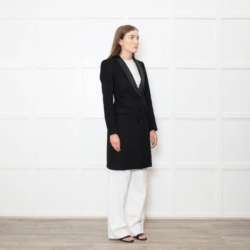 Burberry Black Cashmere Coat With Dress Collar