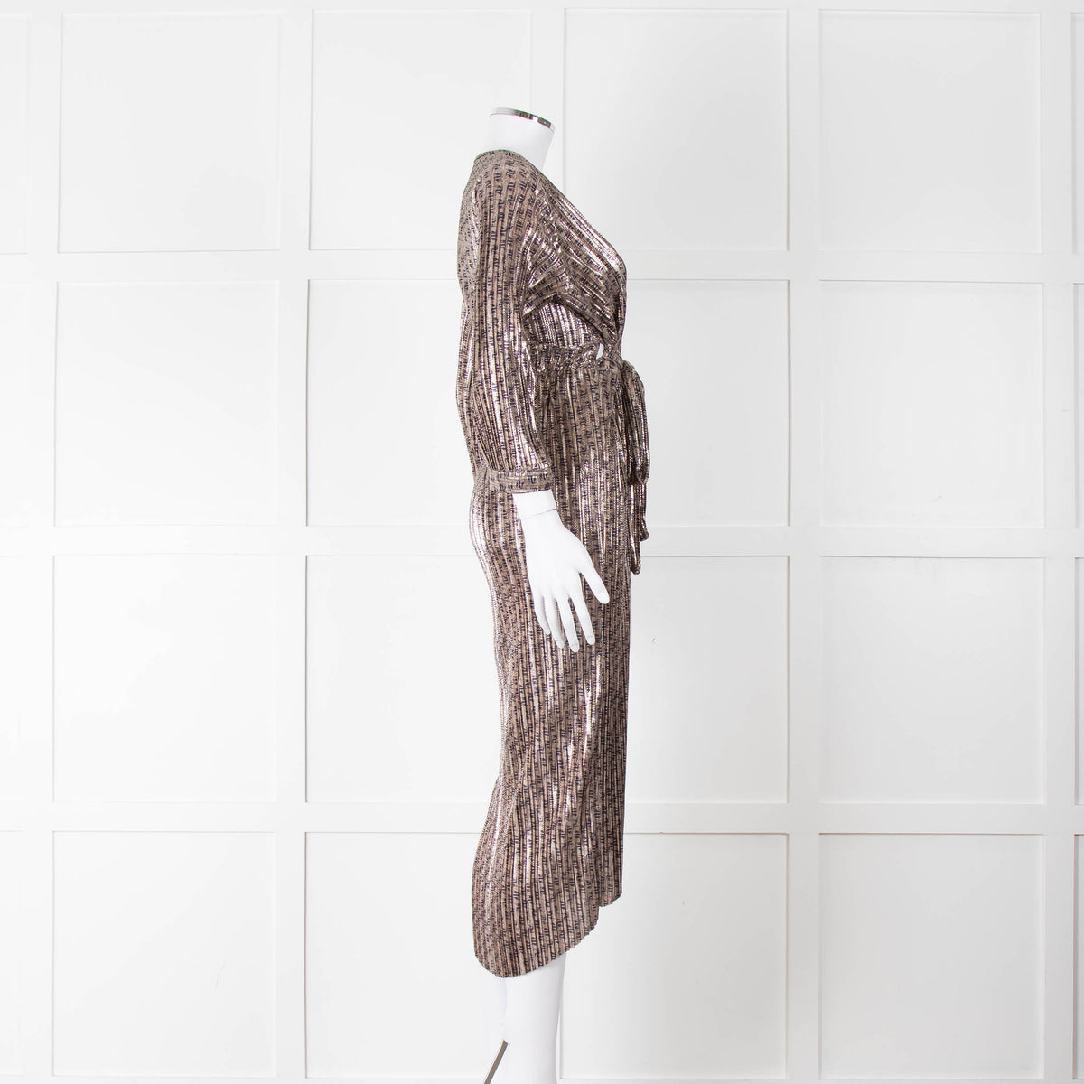 Ali-Jo Gold Plisse Midi Dress