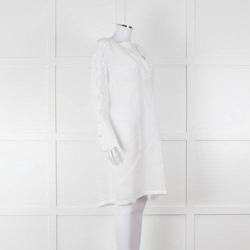120% White Lace Sleeve Linen Tunic