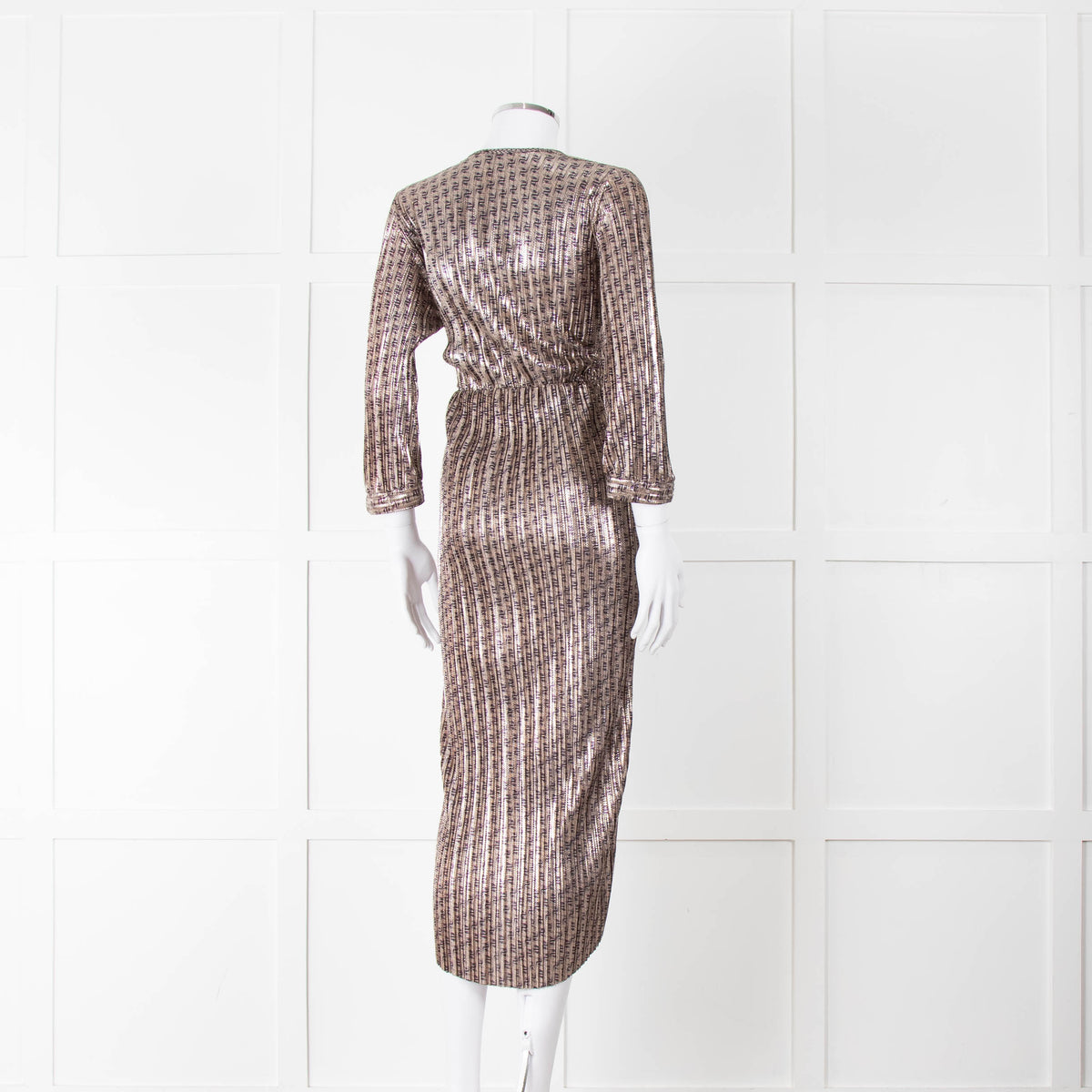 Ali-Jo Gold Plisse Midi Dress