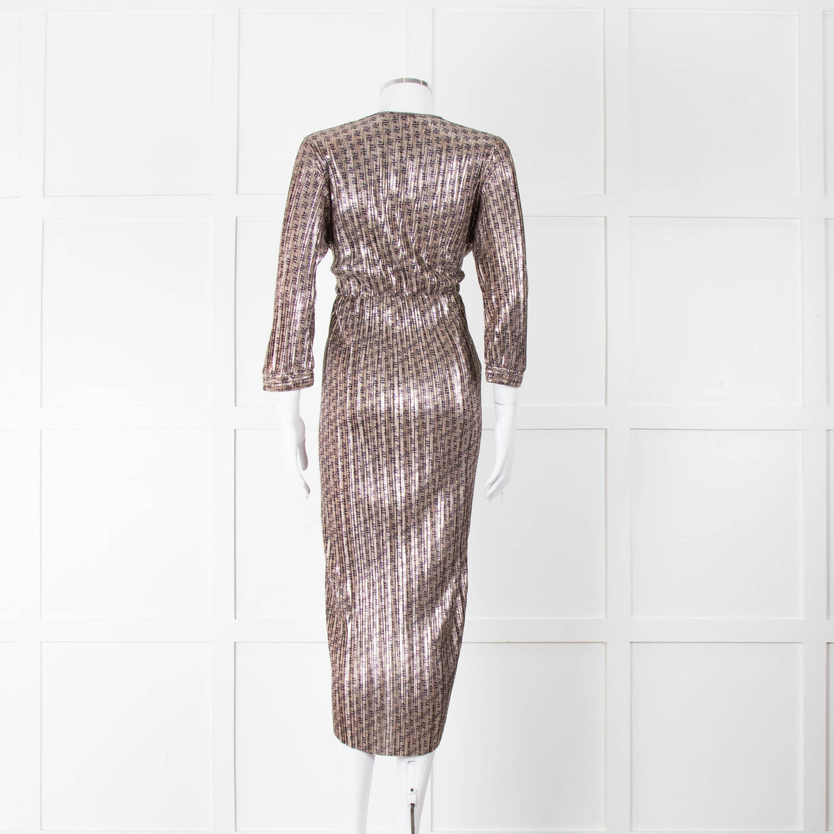 Ali-Jo Gold Plisse Midi Dress