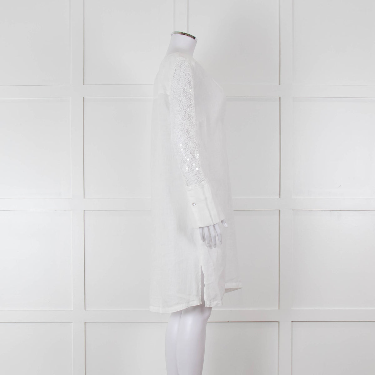 120% White Lace Sleeve Linen Tunic