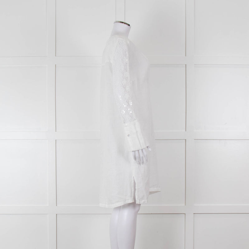 120% White Lace Sleeve Linen Tunic