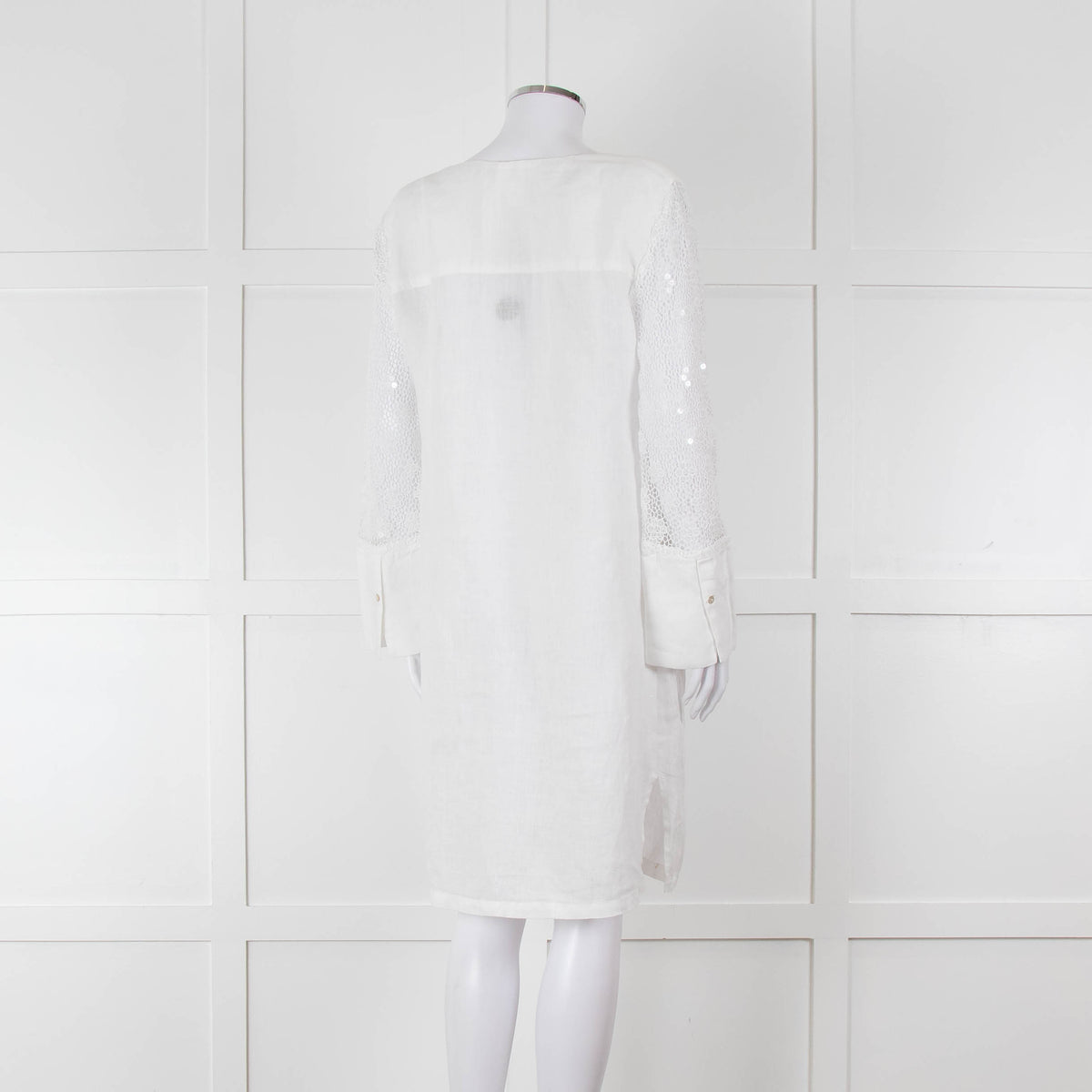 120% White Lace Sleeve Linen Tunic