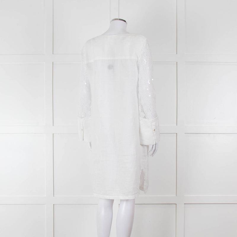 120% White Lace Sleeve Linen Tunic