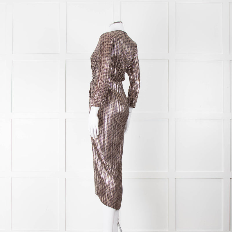 Ali-Jo Gold Plisse Midi Dress