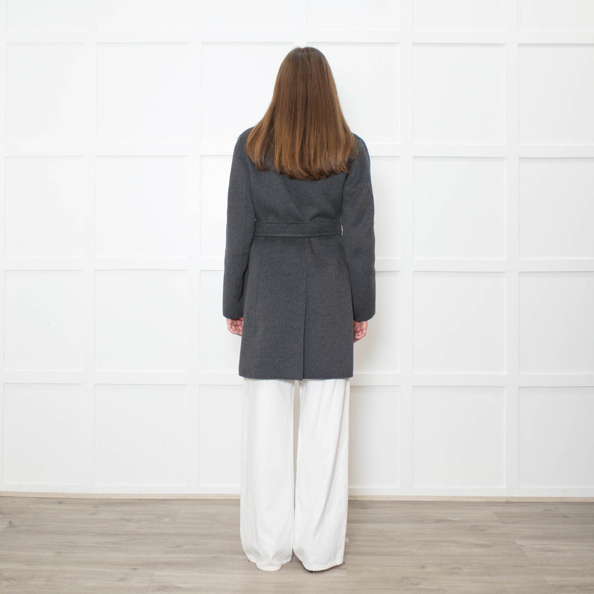 S Max Mara Grey Angora Blend Belted Soft Coat