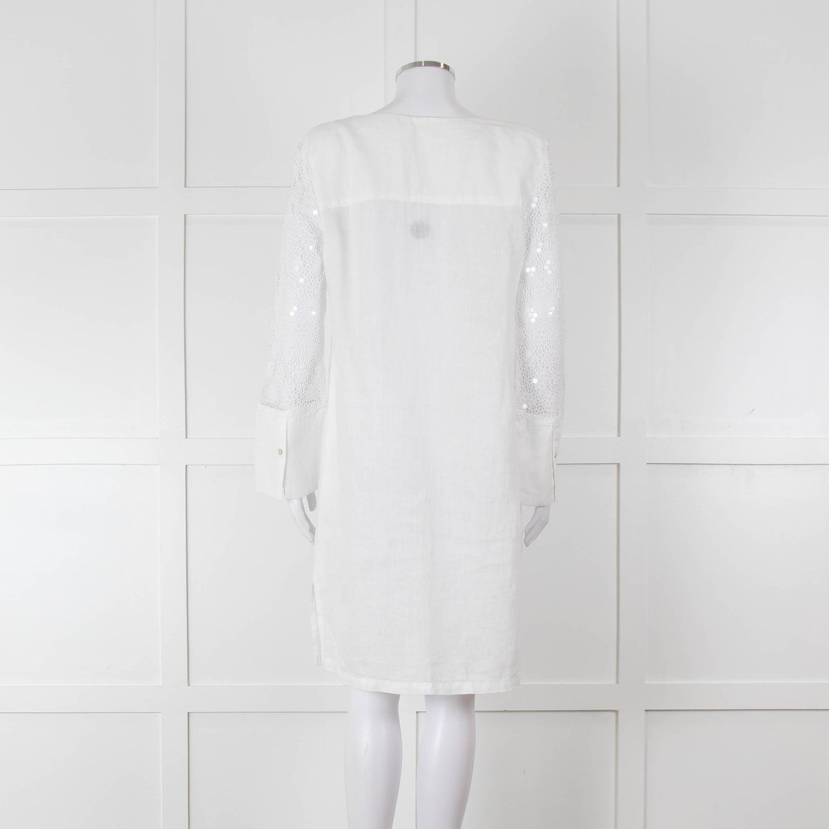 120% White Lace Sleeve Linen Tunic