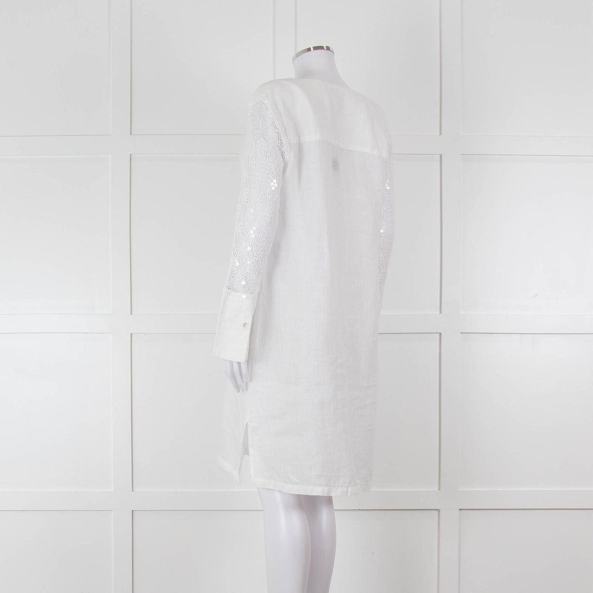 120% White Lace Sleeve Linen Tunic