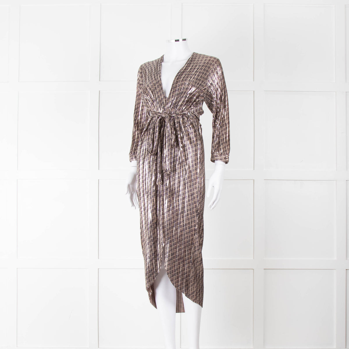 Ali-Jo Gold Plisse Midi Dress