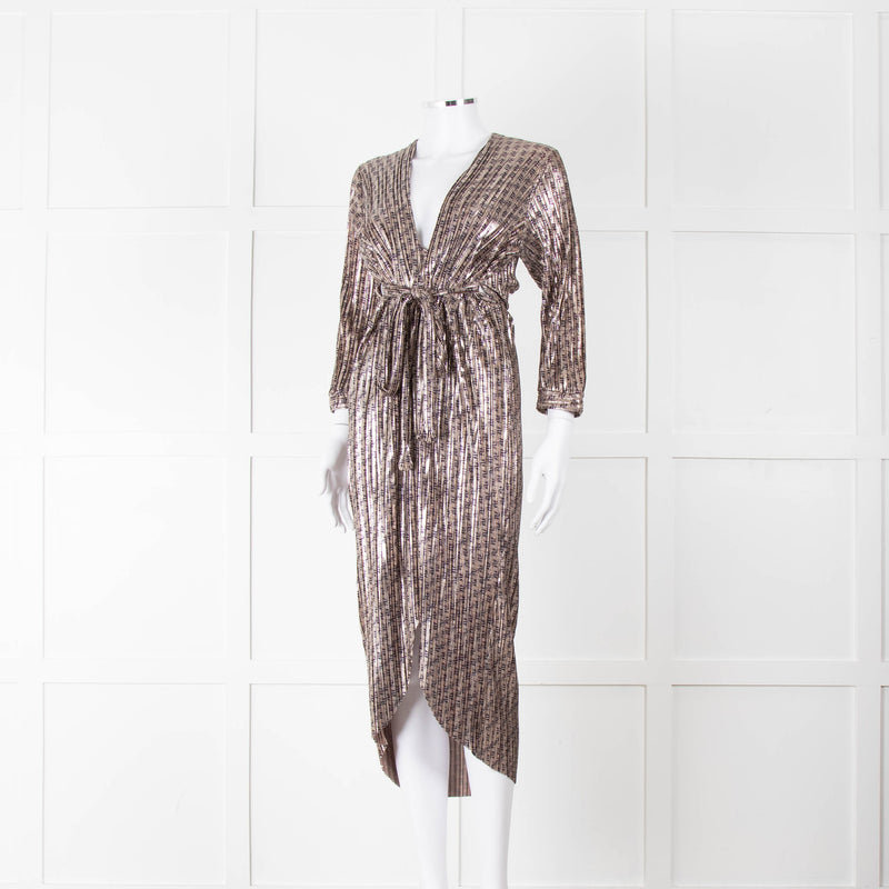 Ali-Jo Gold Plisse Midi Dress