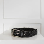 Nanni Black Plaited Leather Belt