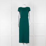 Sezane Green Cotton V-Back Dress