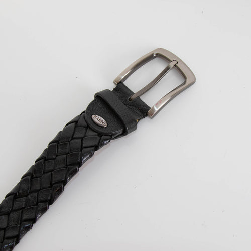 Nanni Black Plaited Leather Belt