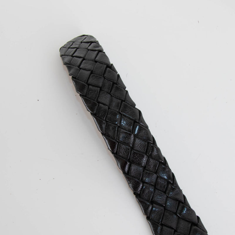 Nanni Black Plaited Leather Belt