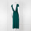Sezane Green Cotton V-Back Dress