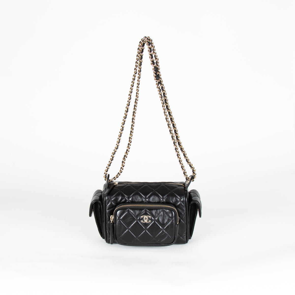 Chanel Black Quilted Small Multi Pockets Camera Bag