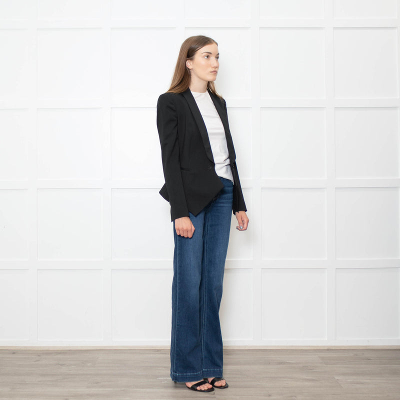 Burberry Black Dipped Hem Tuxedo Style Jacket