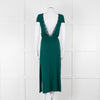 Sezane Green Cotton V-Back Dress