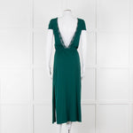 Sezane Green Cotton V-Back Dress