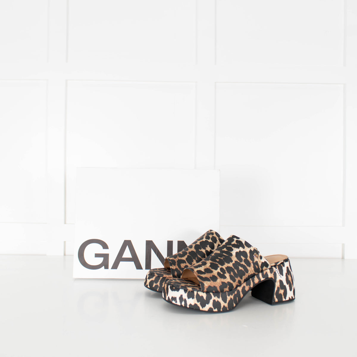 Ganni Leopard Platform Open Sandal
