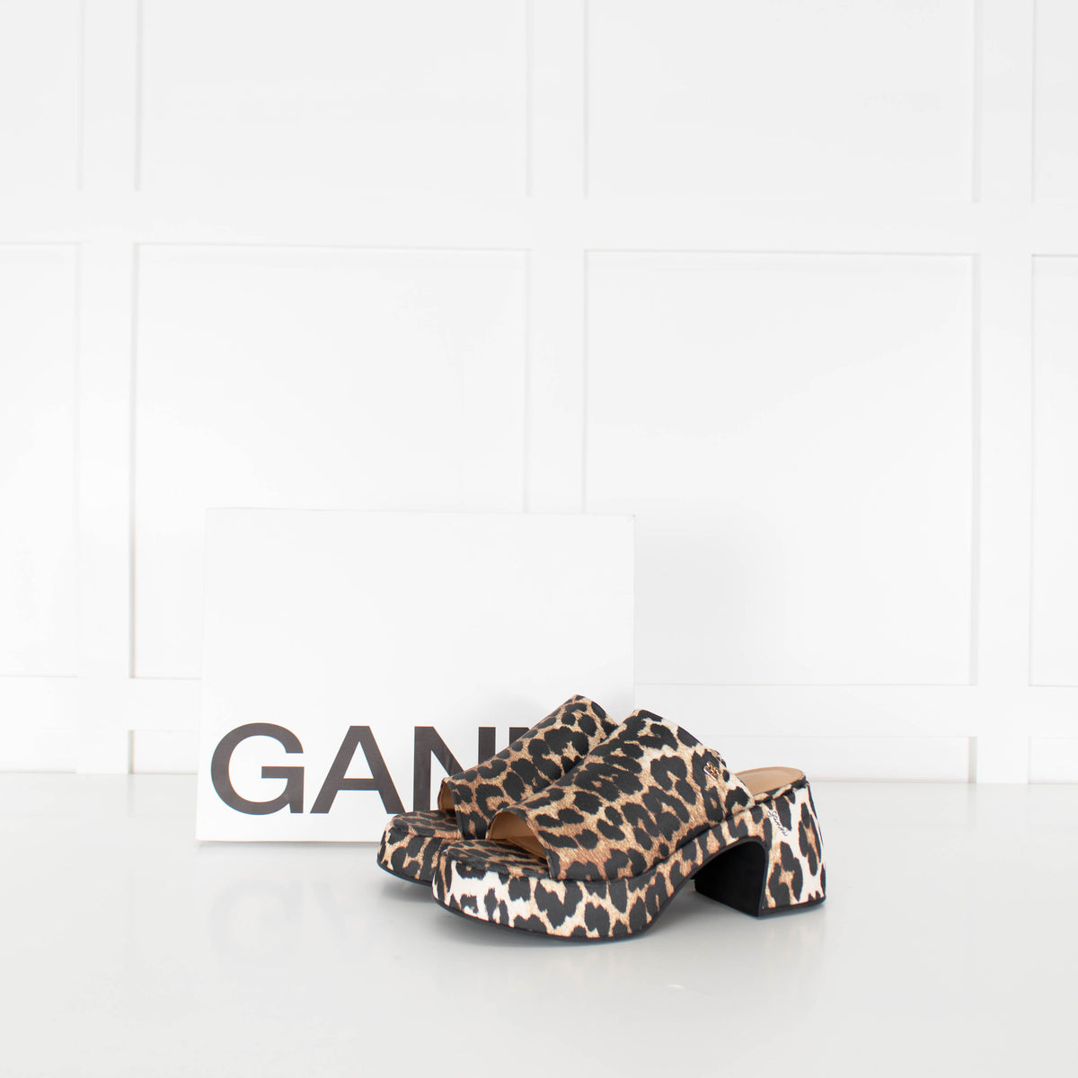 Ganni Leopard Platform Open Sandal
