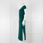 Sezane Green Cotton V-Back Dress