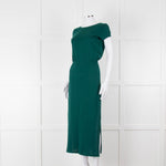 Sezane Green Cotton V-Back Dress