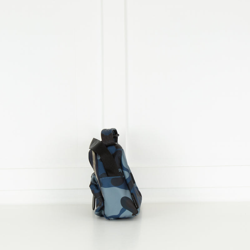 Anya Hindmarch Blue Camo Top Handle Nylon Satchel Crossbody