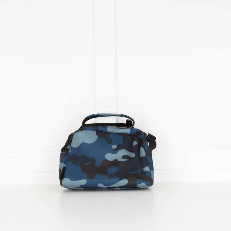 Anya Hindmarch Blue Camo Top Handle Nylon Satchel Crossbody