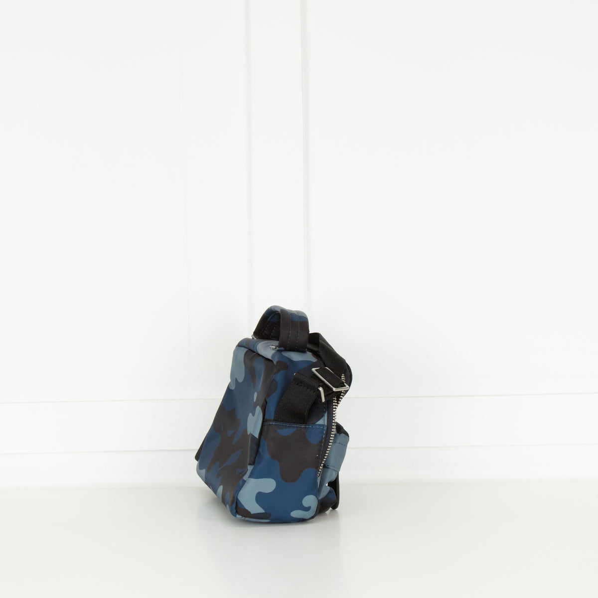 Anya Hindmarch Blue Camo Top Handle Nylon Satchel Crossbody