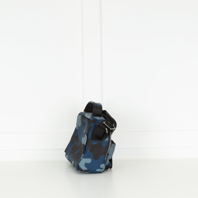 Anya Hindmarch Blue Camo Top Handle Nylon Satchel Crossbody