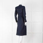 Veronica Beard Dark Denim Wrap Dress with Buckled Closure