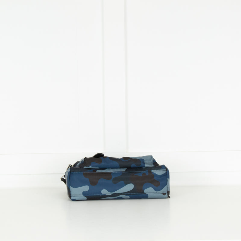 Anya Hindmarch Blue Camo Top Handle Nylon Satchel Crossbody