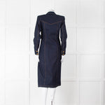 Veronica Beard Dark Denim Wrap Dress with Buckled Closure