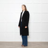 Joseph Black Wool Single Breasted Cashmere Blend Coat