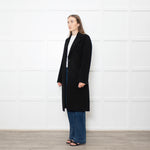 Joseph Black Wool Single Breasted Cashmere Blend Coat