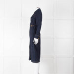 Veronica Beard Dark Denim Wrap Dress with Buckled Closure