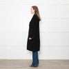 Joseph Black Wool Single Breasted Cashmere Blend Coat