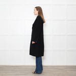 Joseph Black Wool Single Breasted Cashmere Blend Coat