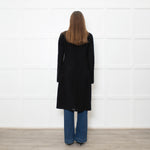 Joseph Black Wool Single Breasted Cashmere Blend Coat