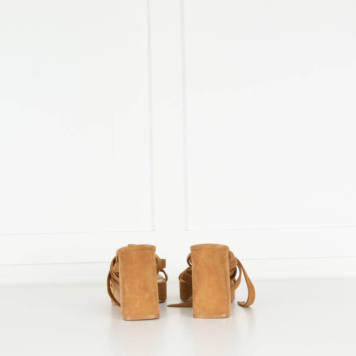 Gianvito Rossi Beige Suede Platform Tie Leg Sandal