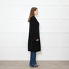 Joseph Black Wool Single Breasted Cashmere Blend Coat