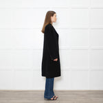 Joseph Black Wool Single Breasted Cashmere Blend Coat