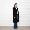Joseph Black Wool Single Breasted Cashmere Blend Coat