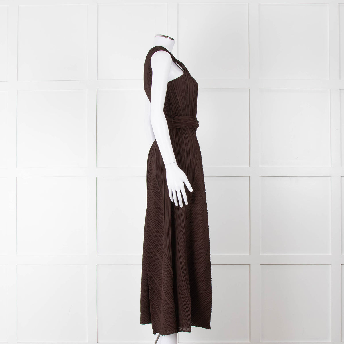 Adolfo Dominguez Brown Micro Pleat Jumpsuit