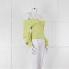 Self Portrait Light Green Rib Knit Fitted Cropped Jumper